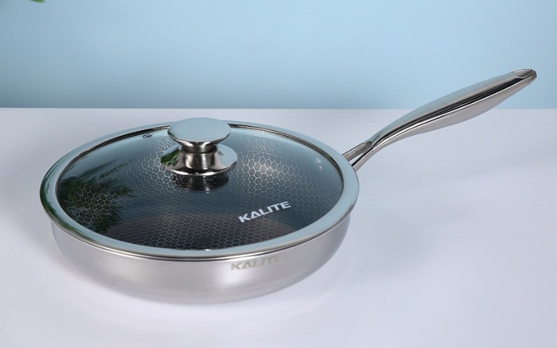 Chảo inox s&acirc;u chống d&iacute;nh tổ ong đ&aacute;y từ nắp k&iacute;nh 26 cm Kalite KL-326