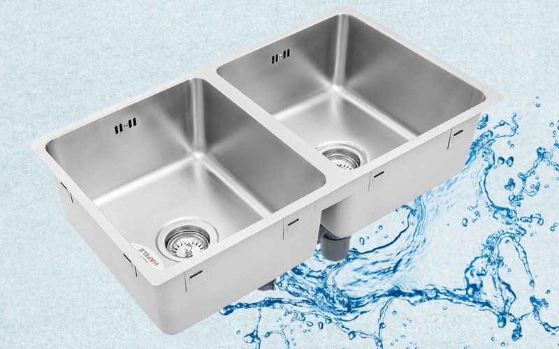  Chậu rửa ch&eacute;n 2 ngăn inox Hafele HS19-SSN2S90S (567.23.020)