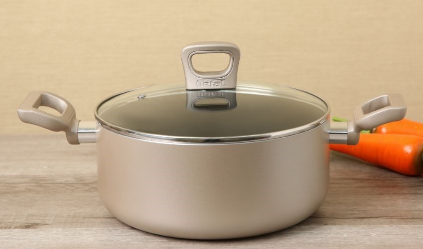 Nồi nh&ocirc;m chống d&iacute;nh nắp k&iacute;nh 24 cm Tefal H9104614