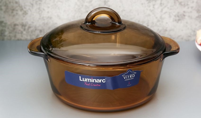 Nồi thủy tinh nắp thủy tinh 19 cm Luminarc Amberline Granite 1.5 l&iacute;t