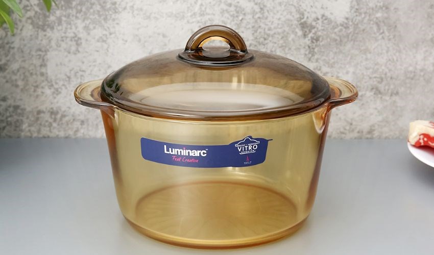 Nồi thủy tinh nắp thủy tinh 21 cm Luminarc Amberline Granite 3 l&iacute;t