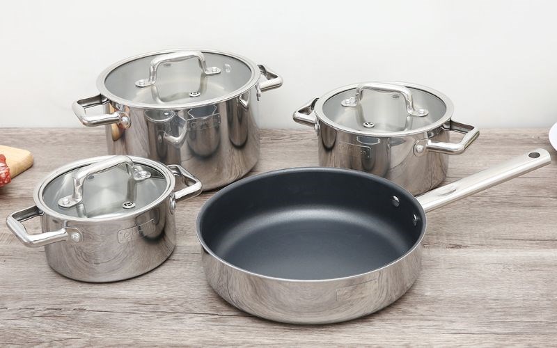 Bộ nồi chảo inox 3 đ&aacute;y nắp k&iacute;nh Elmich Trimax ECO EL-8003 