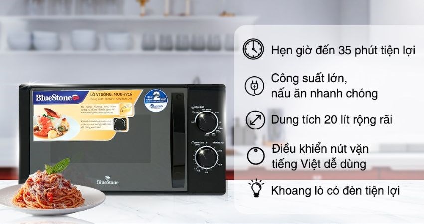 L&ograve; vi s&oacute;ng c&oacute; nướng BlueStone MOB-7716 20 l&iacute;t
