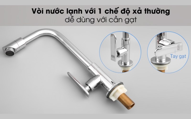 V&ograve;i rửa ch&eacute;n tăng &aacute;p đồng Eurolife EL-RC04 c&oacute; thiết kế cần gạt dễ sử dụng