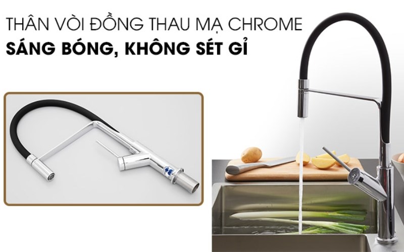 V&ograve;i rửa ch&eacute;n n&oacute;ng lạnh đồng Malloca K081C c&oacute; th&acirc;n v&ograve;i thiết kế chắc chắn