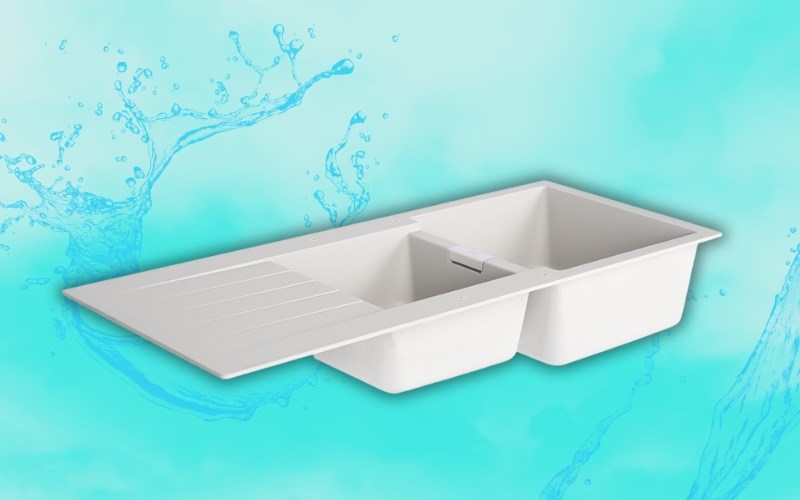 Chậu rửa ch&eacute;n 2 ngăn 1 c&aacute;nh đ&aacute; thạch anh Hafele HS19-GED2S80 Kem (570.35.470)