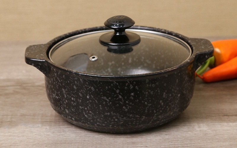 Nồi đất vân đá hoa cương nắp kính 19 cm Mommy Cook MMVSG