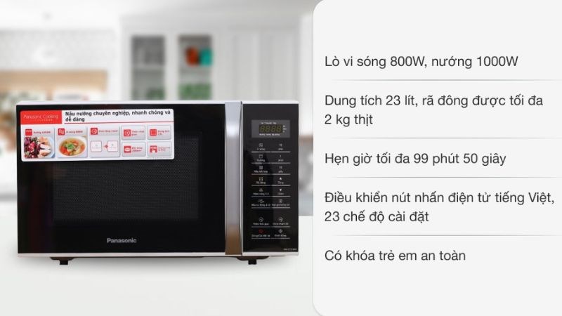 L&ograve; vi s&oacute;ng c&oacute; nướng Panasonic NN-GT35HMYUE 23 l&iacute;t