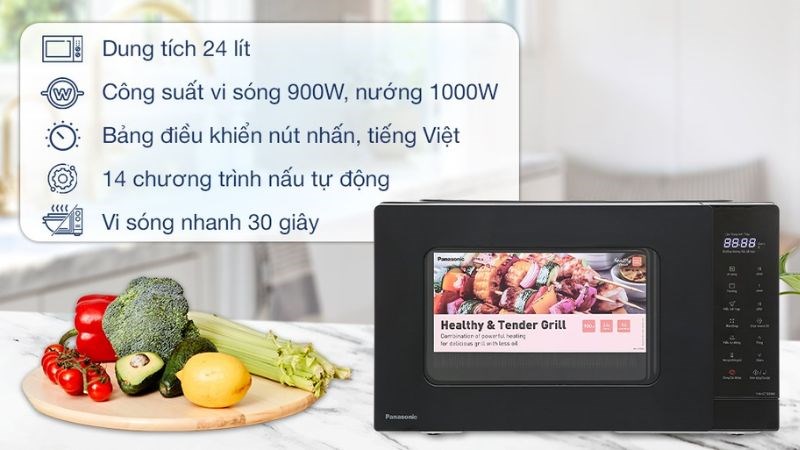  L&ograve; vi s&oacute;ng c&oacute; nướng Panasonic NN-GT35NBYUE 24 l&iacute;t