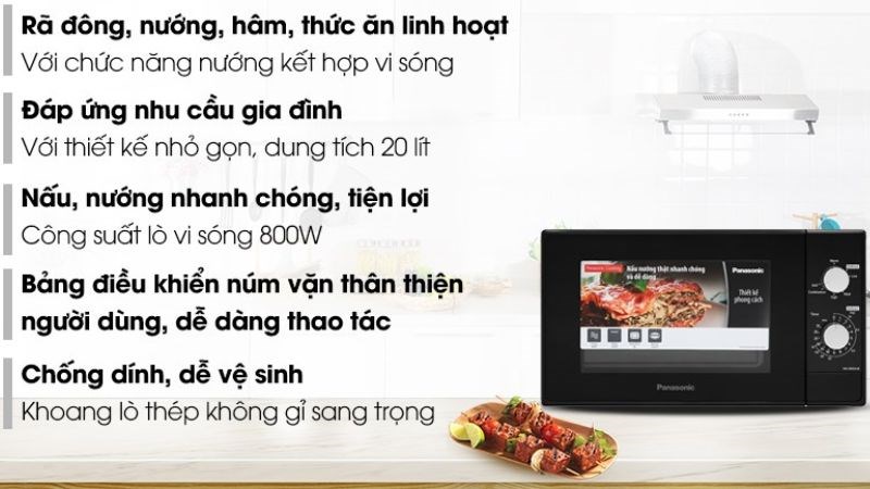 L&ograve; vi s&oacute;ng c&oacute; nướng Panasonic NN-GM24JBYUE 20 l&iacute;t