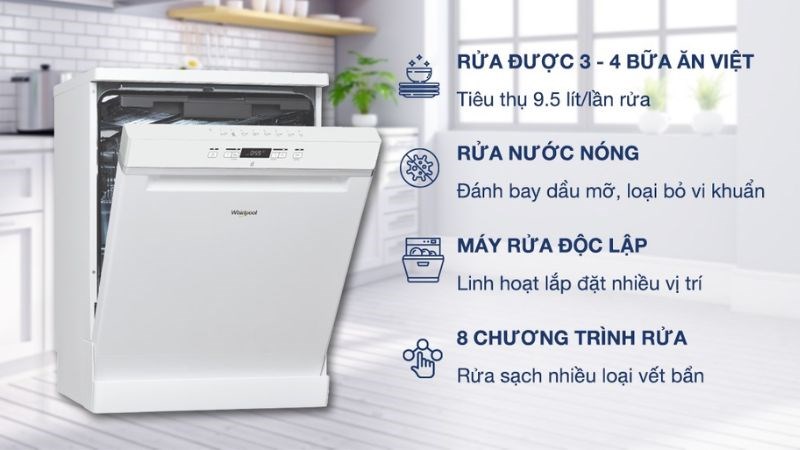 Máy rửa chén độc lập Whirlpool WFC 3C26P
