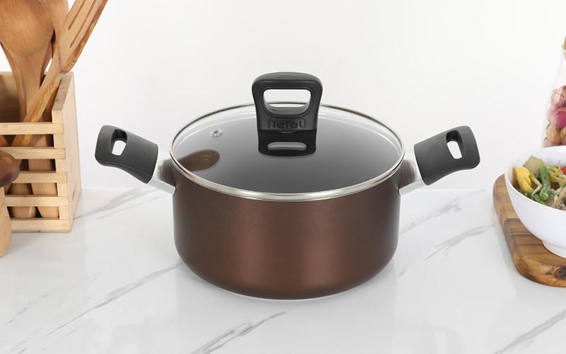 Nồi nh&ocirc;m chống d&iacute;nh nắp k&iacute;nh 20 cm Tefal Day By Day G1434406