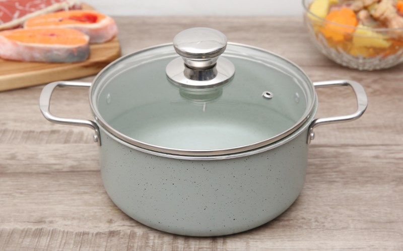 Nồi nh&ocirc;m nắp k&iacute;nh 20 cm Delites NCDE007-20