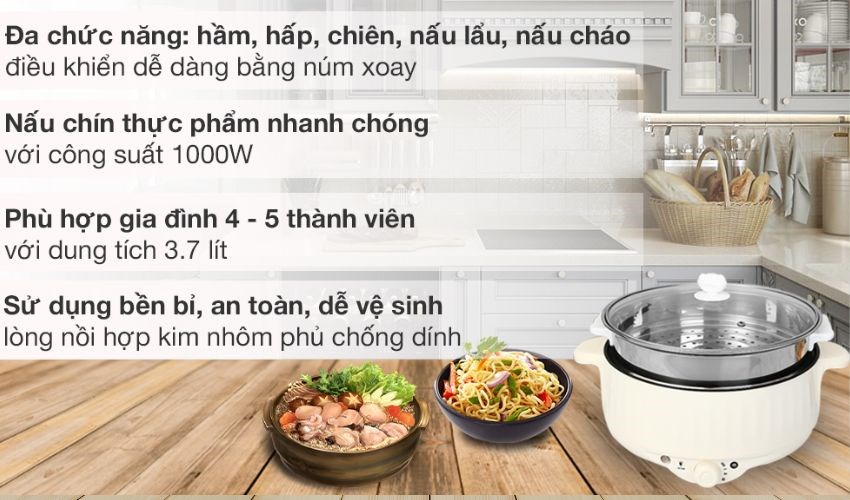Nồi lẩu điện Mishio MK-275 3.7 lít