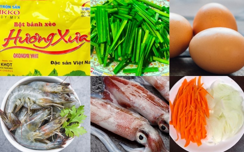 Nguyên liệu món ăn làm bánh xèo hàn quốc