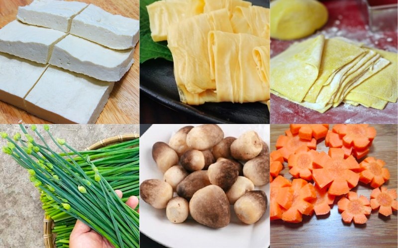 Hình nguyên liệu làm hoành thánh chay