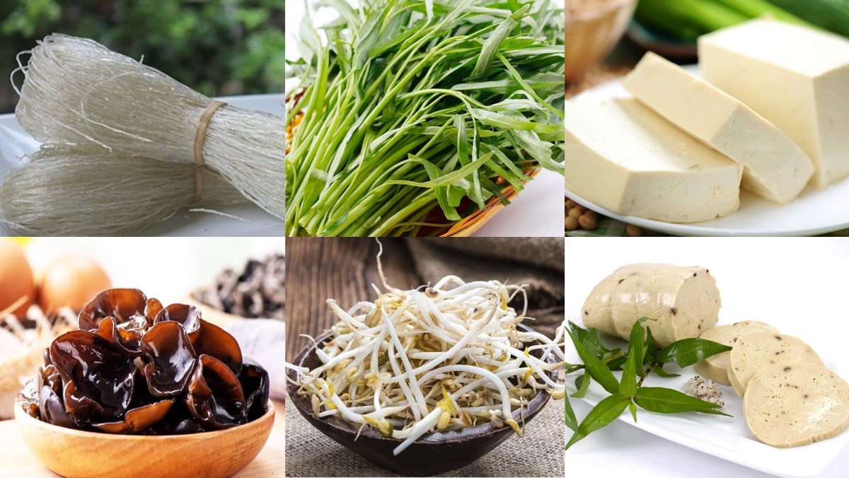 Nguyên liệu làm miến trộn chay
