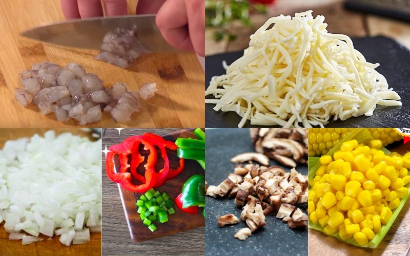 Hình nguyên liệu làm tôm bỏ lò phô mai