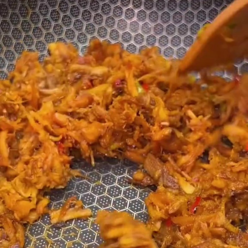 Bước 2 Xào chân nấm hương Bún kèn chay nấm hương