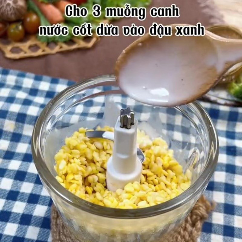 Bước 2 Xay nhuyễn đậu Bánh bột dẹt