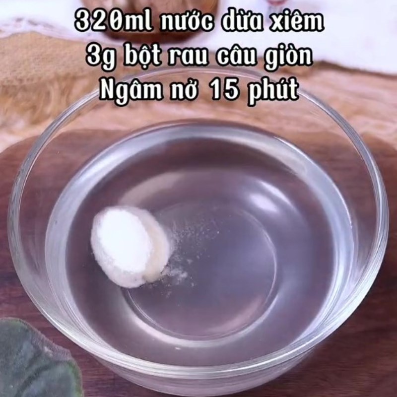 Bước 2 Nước dừa xiêm ngâm bột rau câu Chả nấm chay rau câu