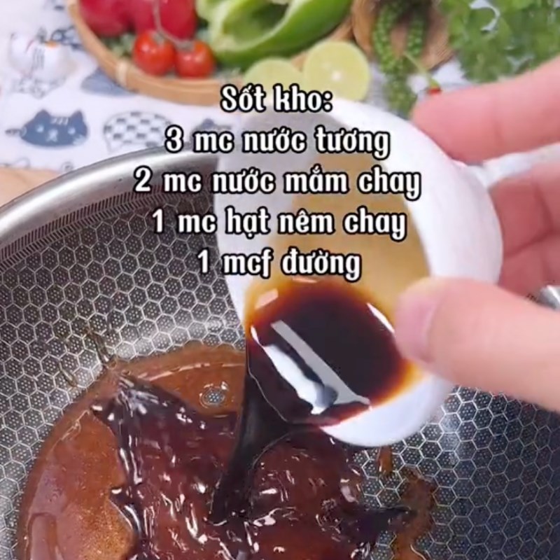 Bước 3 Thắng nước màu và kho sake Sake kho tiêu (Công thức từ kênh tiktok Bếp chay XANH)