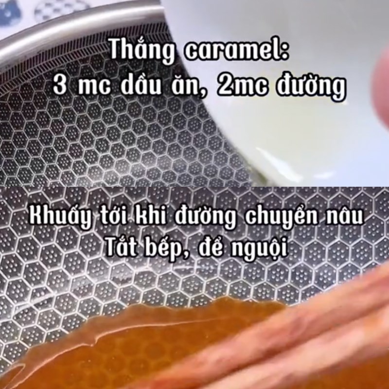 Bước 3 Thắng nước màu và kho sake Sake kho tiêu (Công thức từ kênh tiktok Bếp chay XANH)