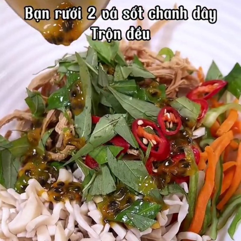Bước 4 Trộn gỏi Gỏi nấm chanh dây (Công thức được chia sẻ từ Tiktok Bếp chay XANH)