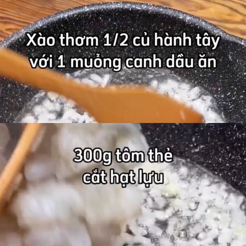 Bước 2 Xào nhân Tôm bỏ lò phô mai (công thức từ kênh tiktok Vào bếp cùng KitchenAZ)
