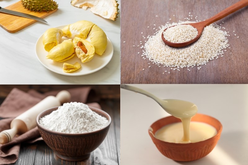 Nguyên liệu món ăn bánh tiêu sầu riêng