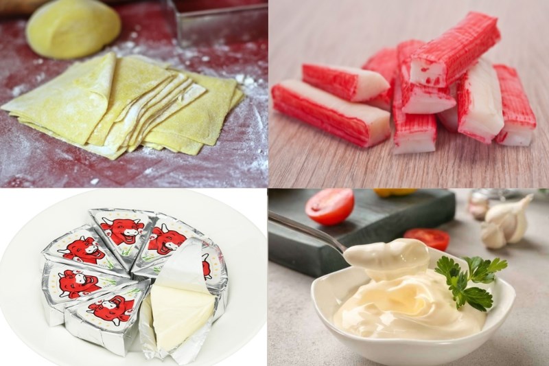 Nguyên liệu món ăn hoành thánh cua phô mai