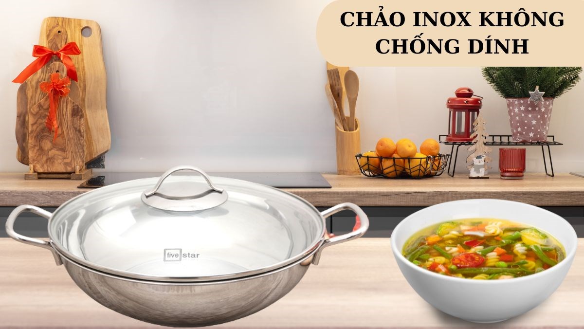 Top chảo inox không chống dính