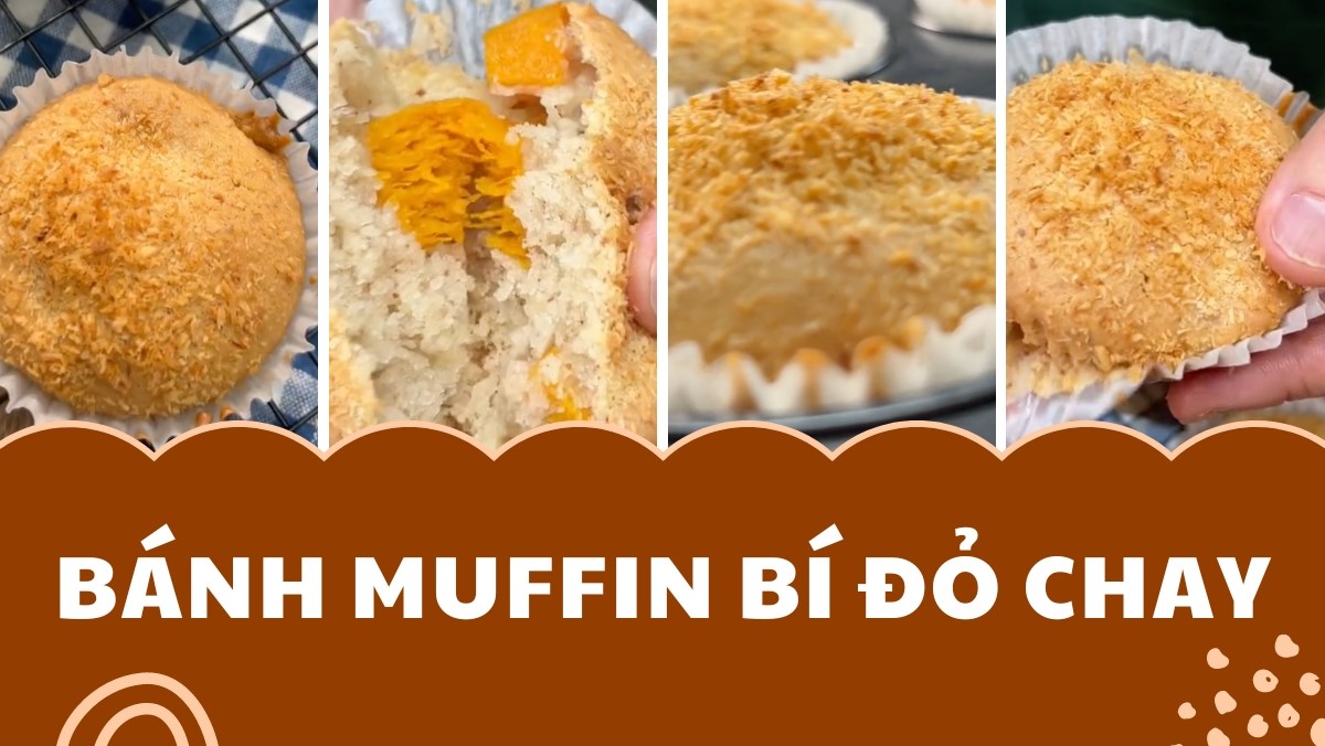 bánh muffin bí đỏ chay (công thức từ kênh tiktok Bếp chay XANH)
