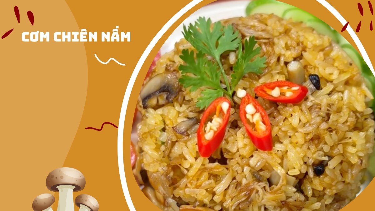 Cơm chiên nấm đùi gà
