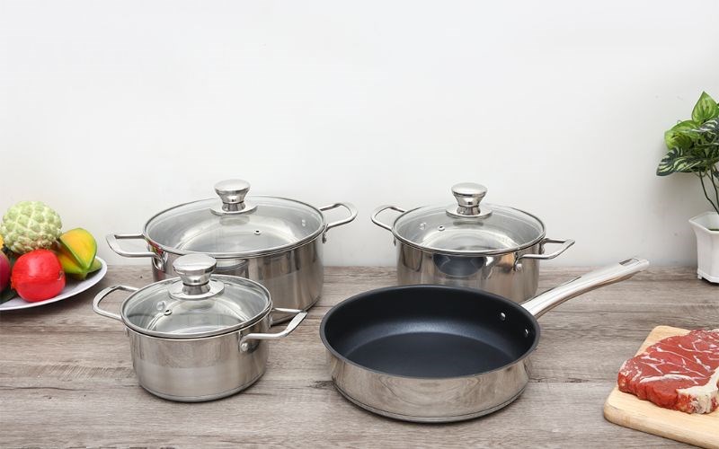 Bộ nồi chảo inox 3 đáy nắp kính Smartcook SM2101MN