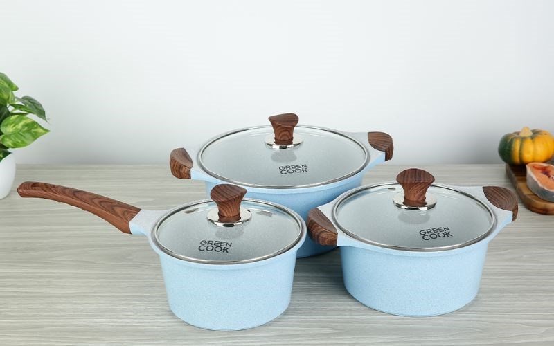Bộ 3 cái nồi quánh Ceramic đáy từ Green Cook GCS22-T1