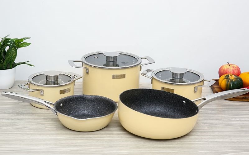 Bộ nồi chảo inox 3 đáy nắp kính Elmich Hera EL-8239