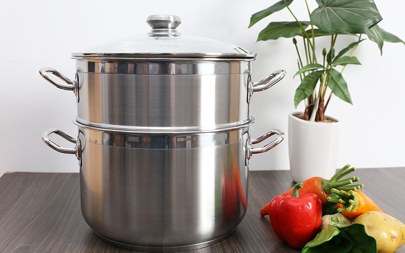 Bộ nồi xửng inox 3 đ&aacute;y nắp k&iacute;nh 28 cm Fivestar ST28-3DG