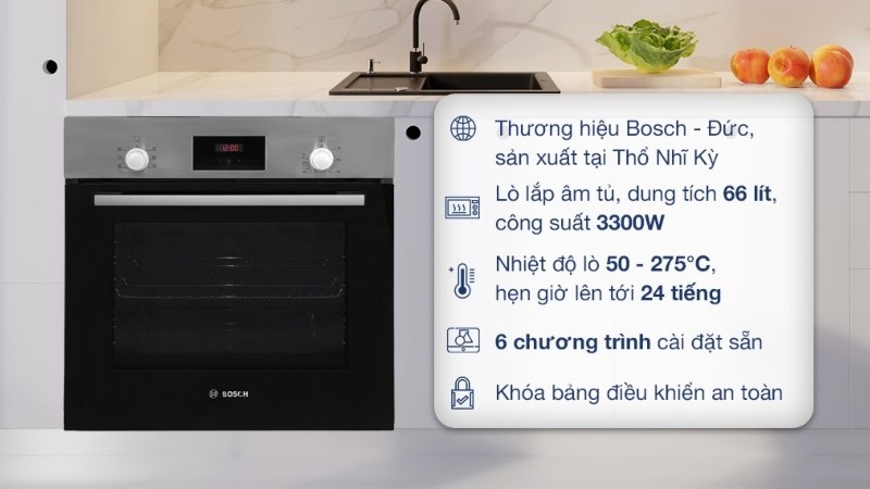 L&ograve; nướng &acirc;m tủ Bosch 3300W HBF113BR0A