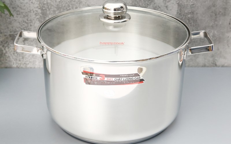 Nồi inox 3 đ&aacute;y nắp k&iacute;nh 30 cm Happycook NC-30G