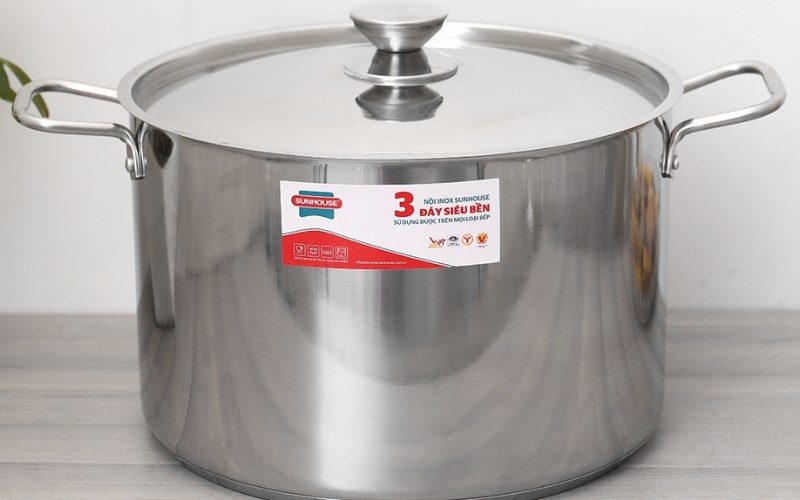 Nồi inox 3 đ&aacute;y nắp inox 30 cm Sunhouse SHG300-30
