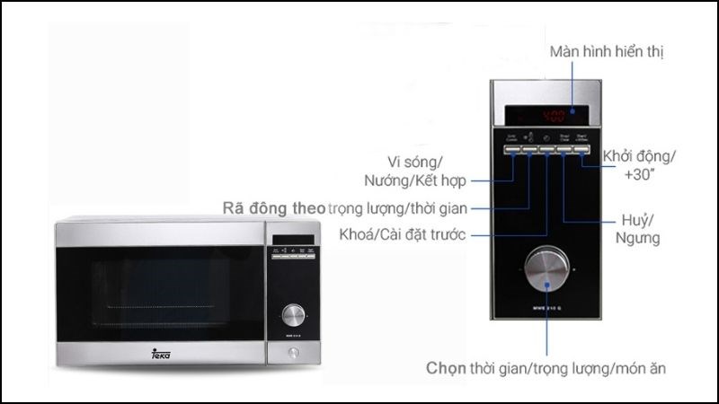 Hướng dẫn sử dụng l&ograve; vi s&oacute;ng điều khiển n&uacute;t bấm kết hợp n&uacute;m xoay