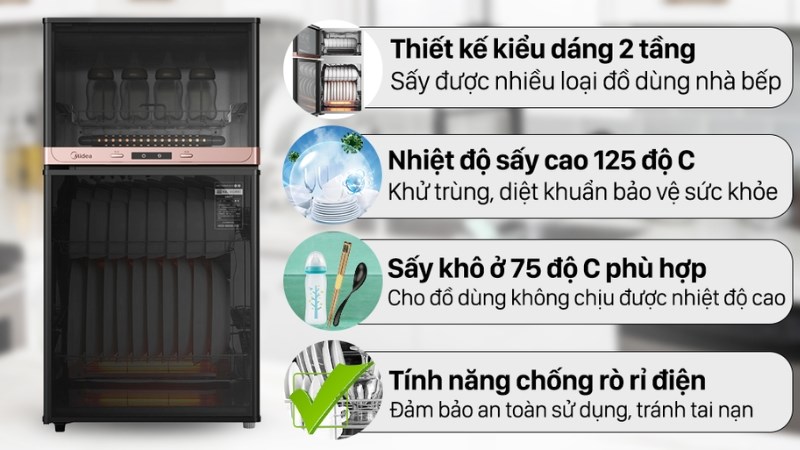 M&aacute;y sấy ch&eacute;n Midea MXV-ZLP80XC65-R