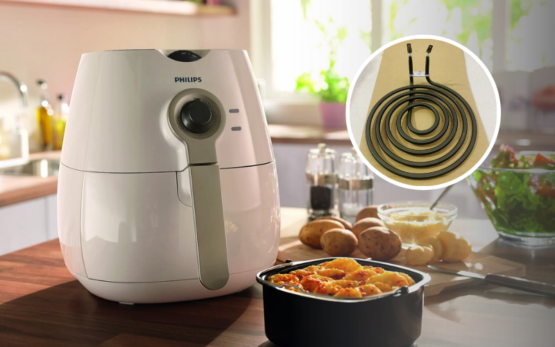 Cơ chế l&agrave;m n&oacute;ng thanh nhiệt nồi chi&ecirc;n kh&ocirc;ng dầu