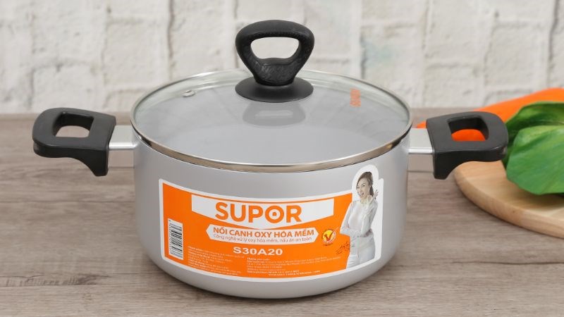 Nồi oxy h&oacute;a mềm nh&ocirc;m nắp k&iacute;nh 20 cm Supor S30A20