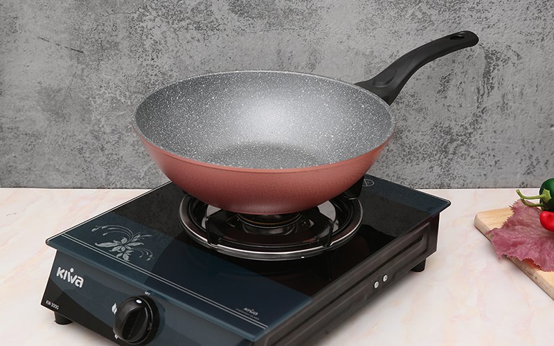 Chảo nhôm sâu chống dính vân đá đáy từ 28 cm Happycook Aura AWP-28IH