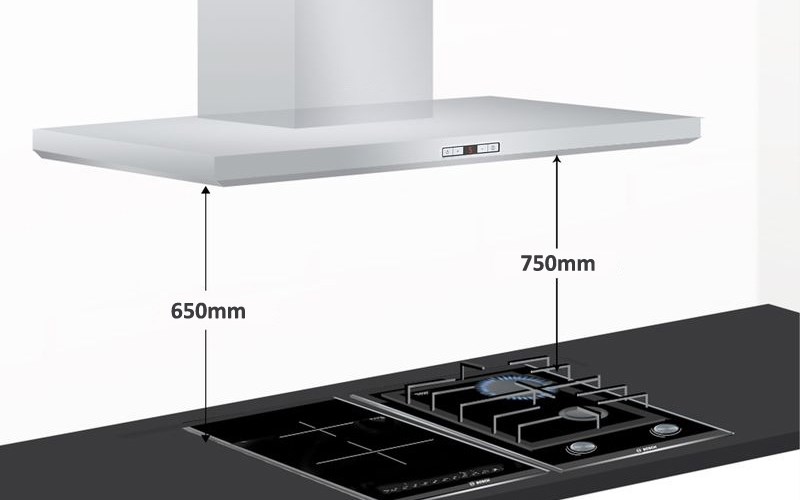 Khoảng c&aacute;ch m&aacute;y h&uacute;t m&ugrave;i v&agrave; bếp bao nhi&ecirc;u l&agrave; hợp l&yacute;?