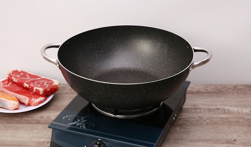 Chảo nhôm sâu chống dính vân đá đáy từ 36 cm Sunhouse SWP36M