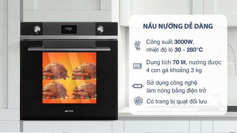 L&ograve; nướng &acirc;m Smeg SF6101TVN1 70 l&iacute;t (536.64.841)
