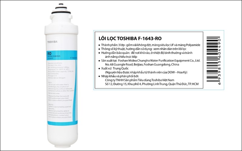L&otilde;i lọc R.O Toshiba số 3 F-1643-RO